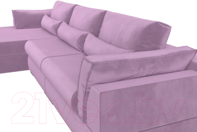 Диван угловой Лига Диванов Пекин Long левый (микровельвет сиреневый)