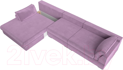 Диван угловой Лига Диванов Пекин Long левый (микровельвет сиреневый)