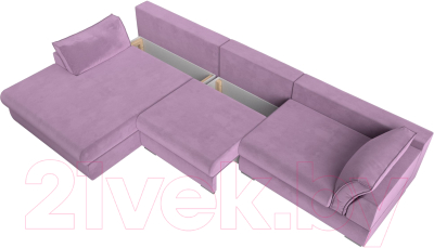 Диван угловой Лига Диванов Пекин Long левый (микровельвет сиреневый)
