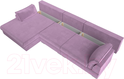 Диван угловой Лига Диванов Пекин Long левый (микровельвет сиреневый)