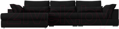 Диван угловой Лига Диванов Пекин Long левый (микровельвет черный)