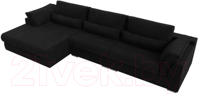 Диван угловой Лига Диванов Пекин Long левый (микровельвет черный)