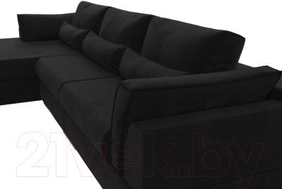 Диван угловой Лига Диванов Пекин Long левый (микровельвет черный)