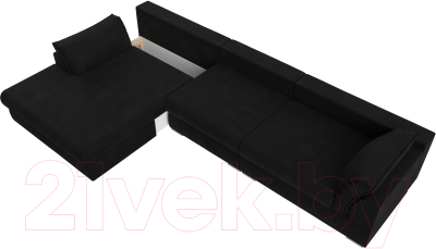 Диван угловой Лига Диванов Пекин Long левый (микровельвет черный)