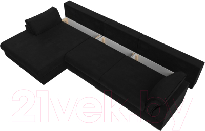 Диван угловой Лига Диванов Пекин Long левый (микровельвет черный)