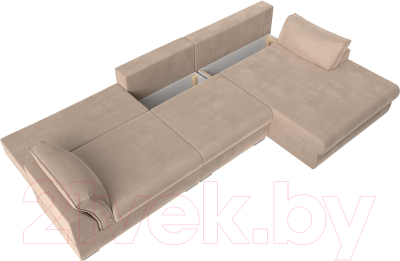 Диван угловой Лига Диванов Пекин Long правый (велюр бежевый)