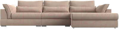 Диван угловой Лига Диванов Пекин Long правый (велюр бежевый)