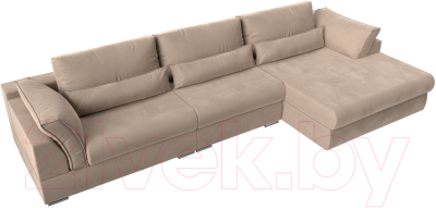 Диван угловой Лига Диванов Пекин Long правый (велюр бежевый)