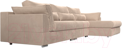 Диван угловой Лига Диванов Пекин Long правый (велюр бежевый)