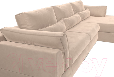 Диван угловой Лига Диванов Пекин Long правый (велюр бежевый)