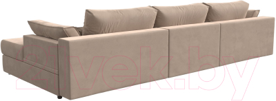 Диван угловой Лига Диванов Пекин Long правый (велюр бежевый)