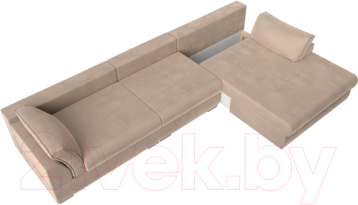 Диван угловой Лига Диванов Пекин Long правый (велюр бежевый)