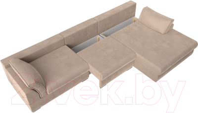 Диван угловой Лига Диванов Пекин Long правый (велюр бежевый)