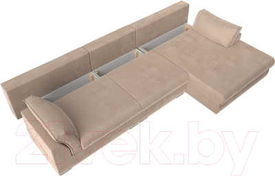 Диван угловой Лига Диванов Пекин Long правый (велюр бежевый)