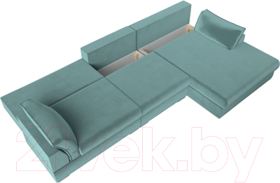 Диван угловой Лига Диванов Пекин Long правый (велюр бирюзовый)