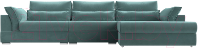 Диван угловой Лига Диванов Пекин Long правый (велюр бирюзовый)