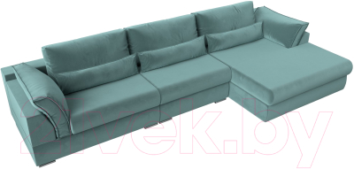 Диван угловой Лига Диванов Пекин Long правый (велюр бирюзовый)