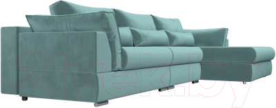 Диван угловой Лига Диванов Пекин Long правый (велюр бирюзовый)