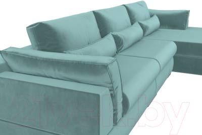 Диван угловой Лига Диванов Пекин Long правый (велюр бирюзовый)