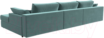 Диван угловой Лига Диванов Пекин Long правый (велюр бирюзовый)
