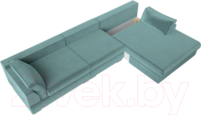 Диван угловой Лига Диванов Пекин Long правый (велюр бирюзовый)