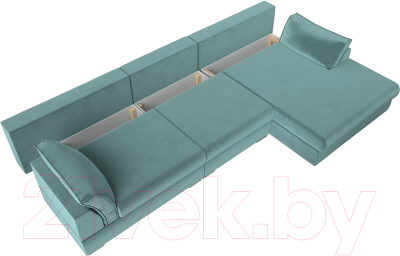 Диван угловой Лига Диванов Пекин Long правый (велюр бирюзовый)