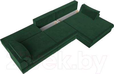 Диван угловой Лига Диванов Пекин Long правый (велюр зеленый)