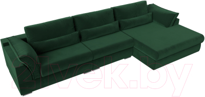 Диван угловой Лига Диванов Пекин Long правый (велюр зеленый)