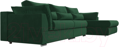 Диван угловой Лига Диванов Пекин Long правый (велюр зеленый)