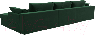 Диван угловой Лига Диванов Пекин Long правый (велюр зеленый)