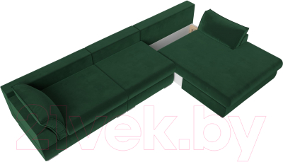 Диван угловой Лига Диванов Пекин Long правый (велюр зеленый)
