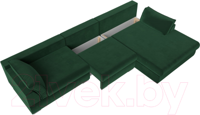 Диван угловой Лига Диванов Пекин Long правый (велюр зеленый)