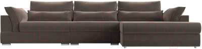 Диван угловой Лига Диванов Пекин Long правый (велюр коричневый)