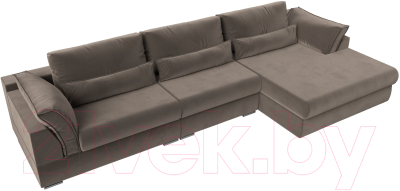 Диван угловой Лига Диванов Пекин Long правый (велюр коричневый)