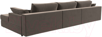Диван угловой Лига Диванов Пекин Long правый (велюр коричневый)