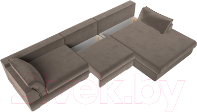 Диван угловой Лига Диванов Пекин Long правый (велюр коричневый)