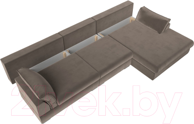 Диван угловой Лига Диванов Пекин Long правый (велюр коричневый)