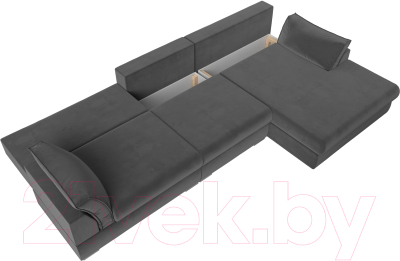 Диван угловой Лига Диванов Пекин Long правый (велюр серый)