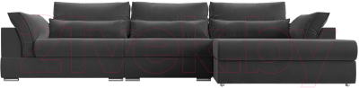 Диван угловой Лига Диванов Пекин Long правый (велюр серый)