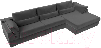 Диван угловой Лига Диванов Пекин Long правый (велюр серый)