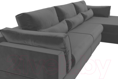 Диван угловой Лига Диванов Пекин Long правый (велюр серый)