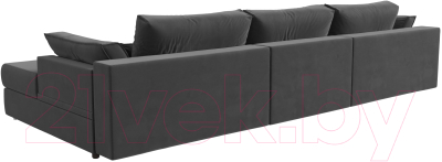 Диван угловой Лига Диванов Пекин Long правый (велюр серый)