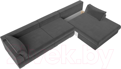Диван угловой Лига Диванов Пекин Long правый (велюр серый)