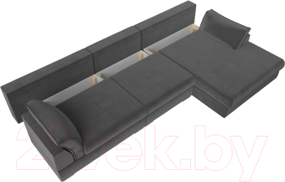 Диван угловой Лига Диванов Пекин Long правый (велюр серый)