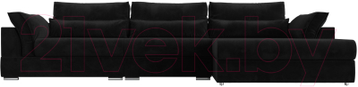 Диван угловой Лига Диванов Пекин Long правый (велюр черный)