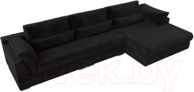 Диван угловой Лига Диванов Пекин Long правый (велюр черный)