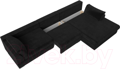 Диван угловой Лига Диванов Пекин Long правый (велюр черный)