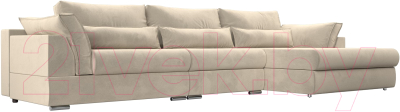 Диван угловой Лига Диванов Пекин Long правый (микровельвет бежевый) - фото