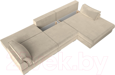 Диван угловой Лига Диванов Пекин Long правый (микровельвет бежевый)