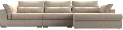 Диван угловой Лига Диванов Пекин Long правый (микровельвет бежевый)